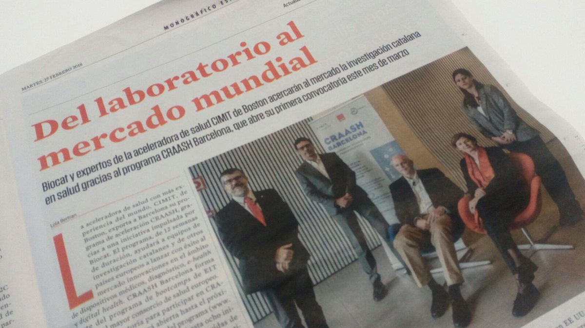 biocat_bioregio's tweet photo. #BonDia! Del laboratori al mercat mundial: #CRAASHBcn a @LaVanguardia d'avui. 🗞Llegeix-la aquí sencera > https://t.co/77KLEv0Gjm

#mentoring #healthtech #accelerator https://t.co/uvY9ol8T0U