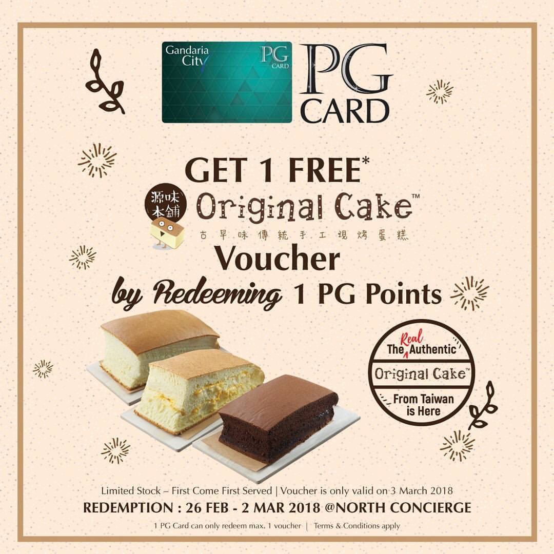 Get FREE #OriginalCake at their Grand Opening on 4 Mar 2018 and voucher redemption for #PGCard holders!👯

#MizzPromo