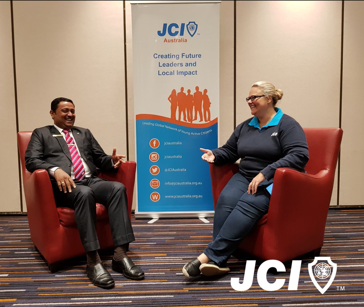 SamGibb_AU's tweet photo. Amazing conversation between #JCI #VicePresidents at @JCIAustralia #MakeItHappen weekend @MrsBorto #RamkumarMenon @jcinews @JCIIndia #ChangeBeginsWithMe https://t.co/XyYWuOPpxF