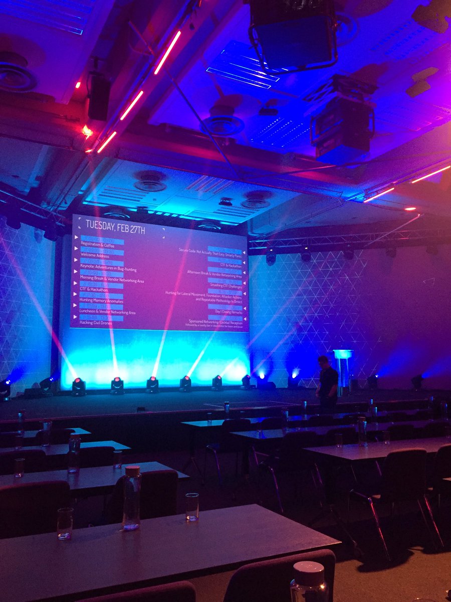 Looking forward to #CyberThreat18 - some amazing atmosphere right now to build up the suspense