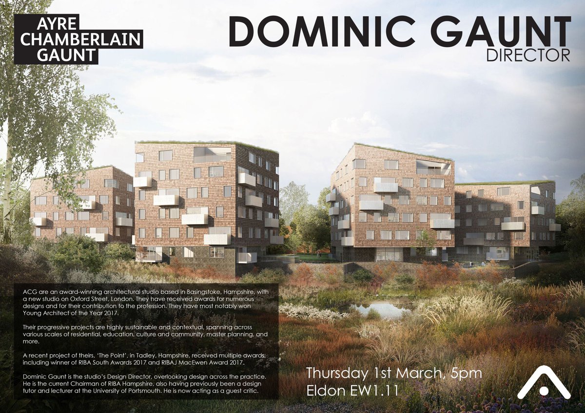 We're very much looking forward to welcoming @DominicGauntACG at the Portsmouth School of Architecture as a PASS guest speaker this Thursday 1 March, 5:00 pm, Eldon 1.11. See you there!