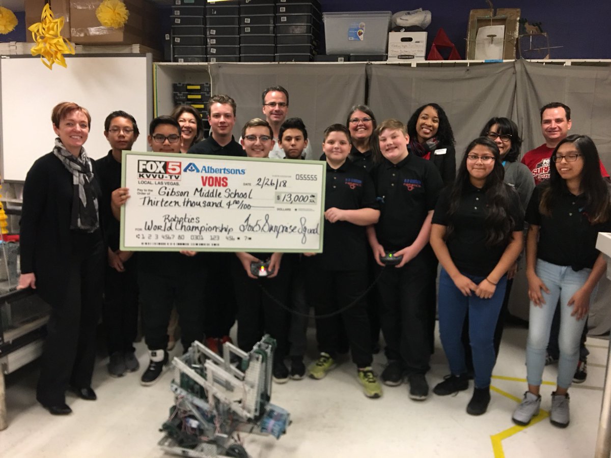 THEY DESERVE IT! Hardwork + Surprise Squad = Paid Trip to Robotics World Championship! 
The heartwarming story tonight at 10p <a href="/FOX5Vegas/">FOX5 Las Vegas</a>! <a href="/MikeDoria/">Mike Doria</a> @MariaSilvaFOX5 <a href="/Albertsons/">Albertsons</a> <a href="/unitednissan/">United Nissan</a> <a href="/AFCU/">America First CU</a> #GibsonMiddleSchool