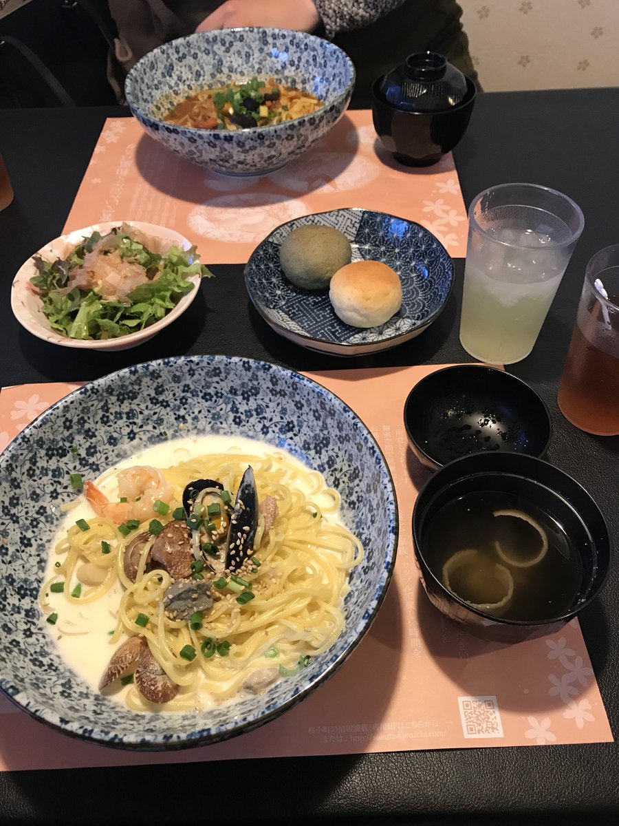 しぃたん En Twitter サガミの代わりにリニューアルした和風パスタ屋さんに行ってきた 魚介の蟹味噌クリームパスタが美味かった メニューの豊富さもさることながら 麺の種類もタリオリーニとスパゲティー二と乾麺好きなモノを選べて良かった ニーニャニーニョ桜