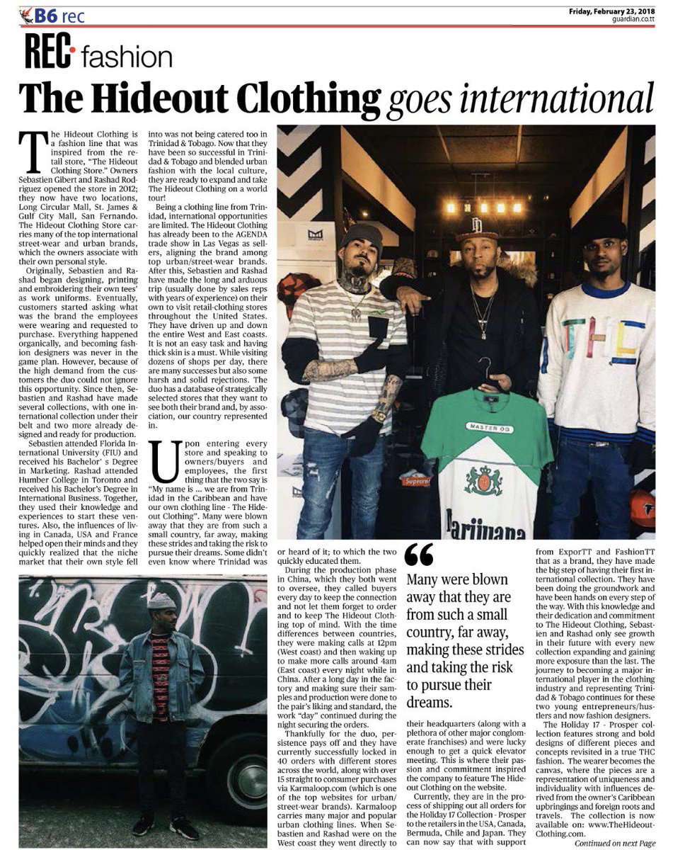 maisonhideout's tweet photo. Check out this article on @TheHideoutCloth in Fridayโs @GuardianTT ๐ฐ๐ฐ๐ฐ
#GuardianTT x #THC https://t.co/vg98jHYRjp