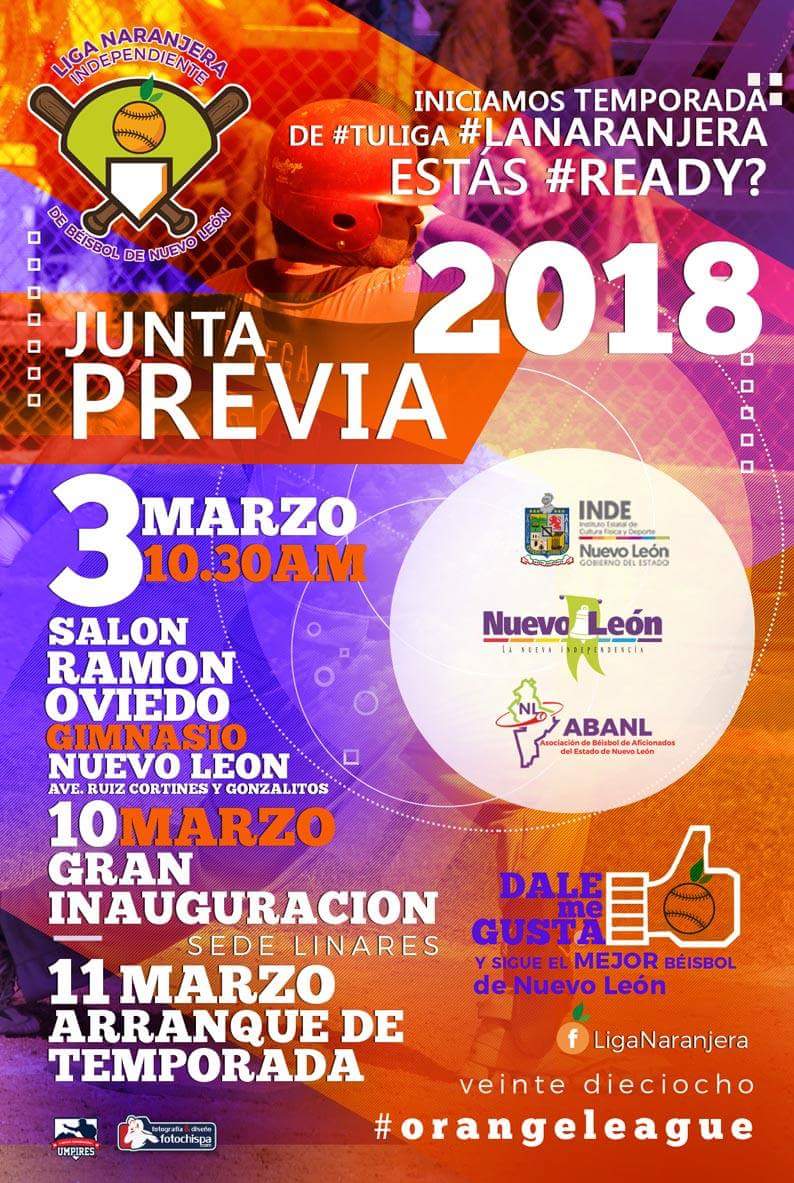 LigaNaranjera's tweet photo. - JUNTA PREVIA - De #TuLiga #LaNaranjera. 3 de marzo en el Gimnasio Nuevo León, a las 10:30 últimos detalles para dar inicio la gran liga de Béisbol de Nuevo León, la #LNIB #OrangeLeague
#EstamosReady ¿y tú?
Gran Inauguración 10 de Marzo Sede Linares https://t.co/rj1uuOQibP https://t.co/KJWPrHsmpl