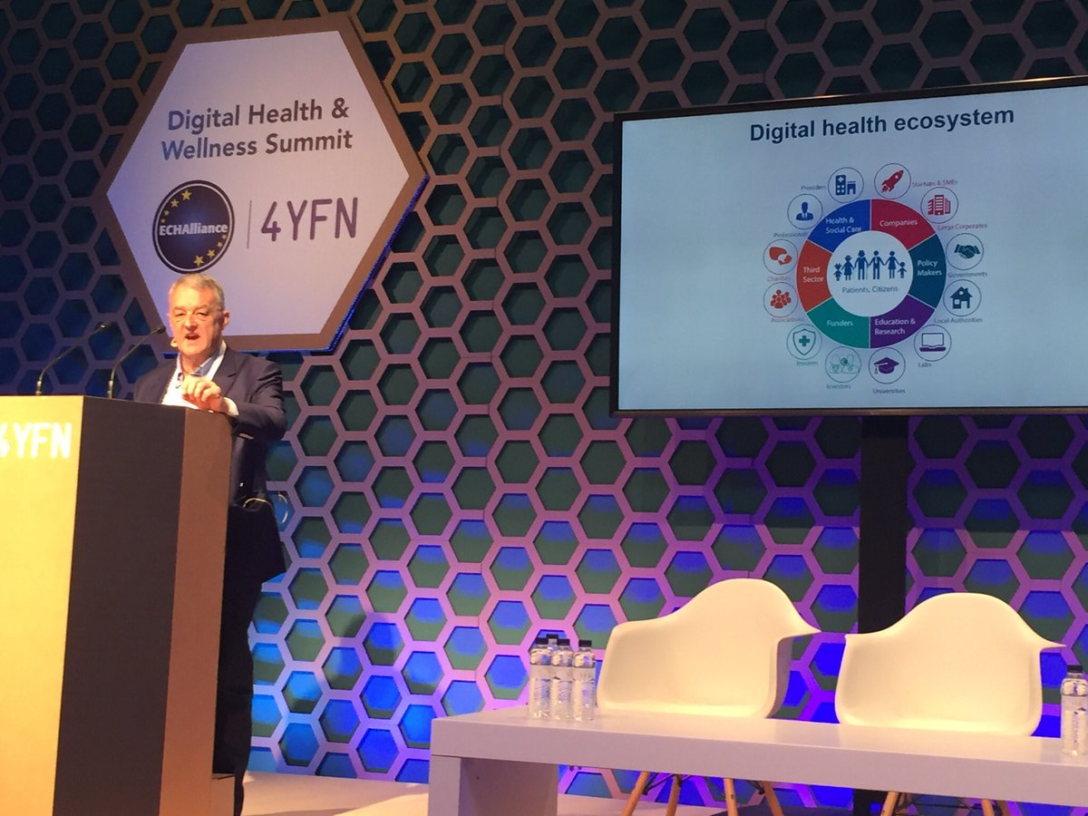 jcornetp's tweet photo. BCN. Digital Health &amp;Wellness Summit. Opening by Bleddyn Rees. ECHAlliance. Great agenda and excellent speakers #DHWS18 https://t.co/XPfUWKkGOZ