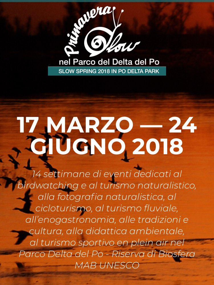 mydeltapo's tweet photo. Oggi è la #GiornataMondialedellaLentezza e la celebriamo ricordandovi che tra poco inizia la #primaveraslow nella #BiosferaDeltaPo #mydelta m  https://t.co/OAa5mojn0E https://t.co/2Ydw9C9sCr