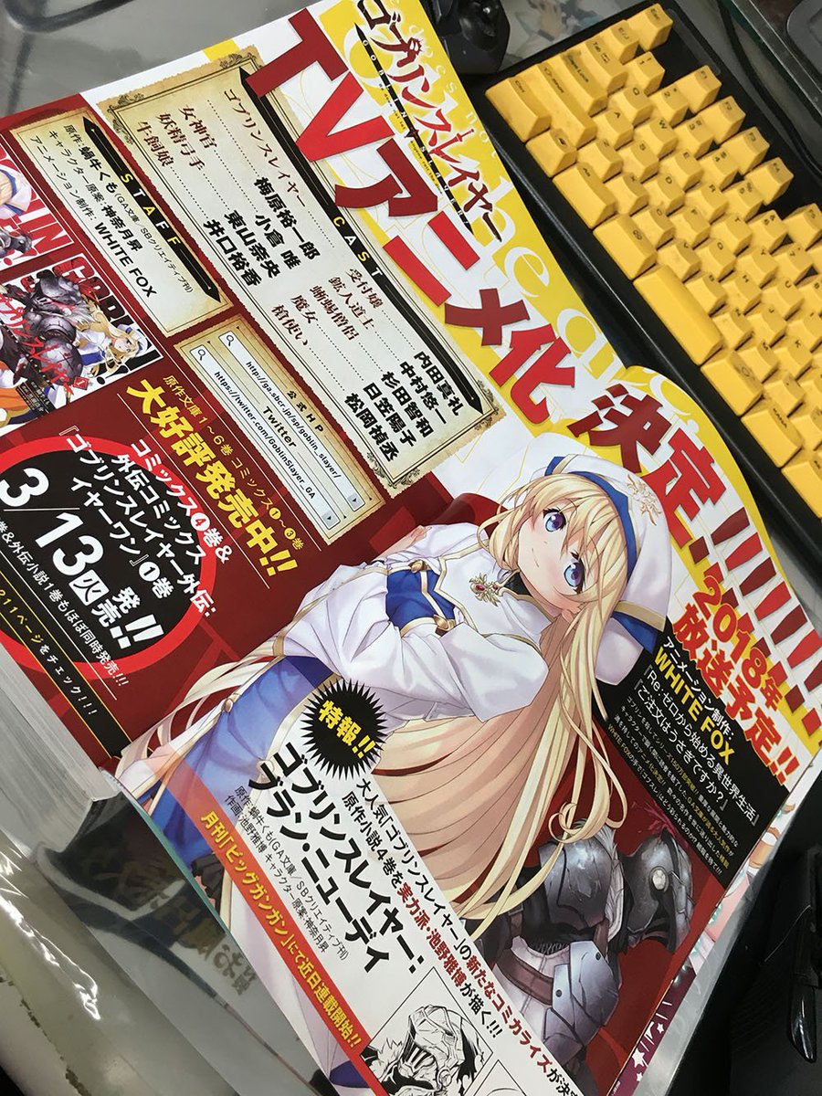 Uzivatel サト ｇａ文庫編集部 Na Twitteru ビッグガンガン 最新号発売中 ゴブリンスレイヤー ｔｖアニメ化の発表も記事にして頂きました ゴブスレ