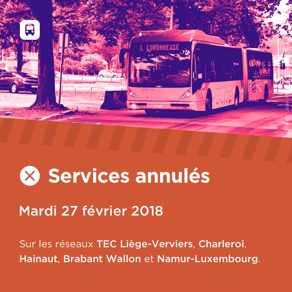 TECbw's tweet photo. ⚠️#GRÈVE MARDI 27/02/18⚠️
🆕 Mise à jour 8h
29% des parcours sont supprimés donc 71% des services seront assurés.
Consulter la liste ici ➡️https://t.co/KPoGEWsgwg
Votre parcours est listé ? Il ne circulera pas, malheureusement.
#TEC https://t.co/OXX8Ey7FCV