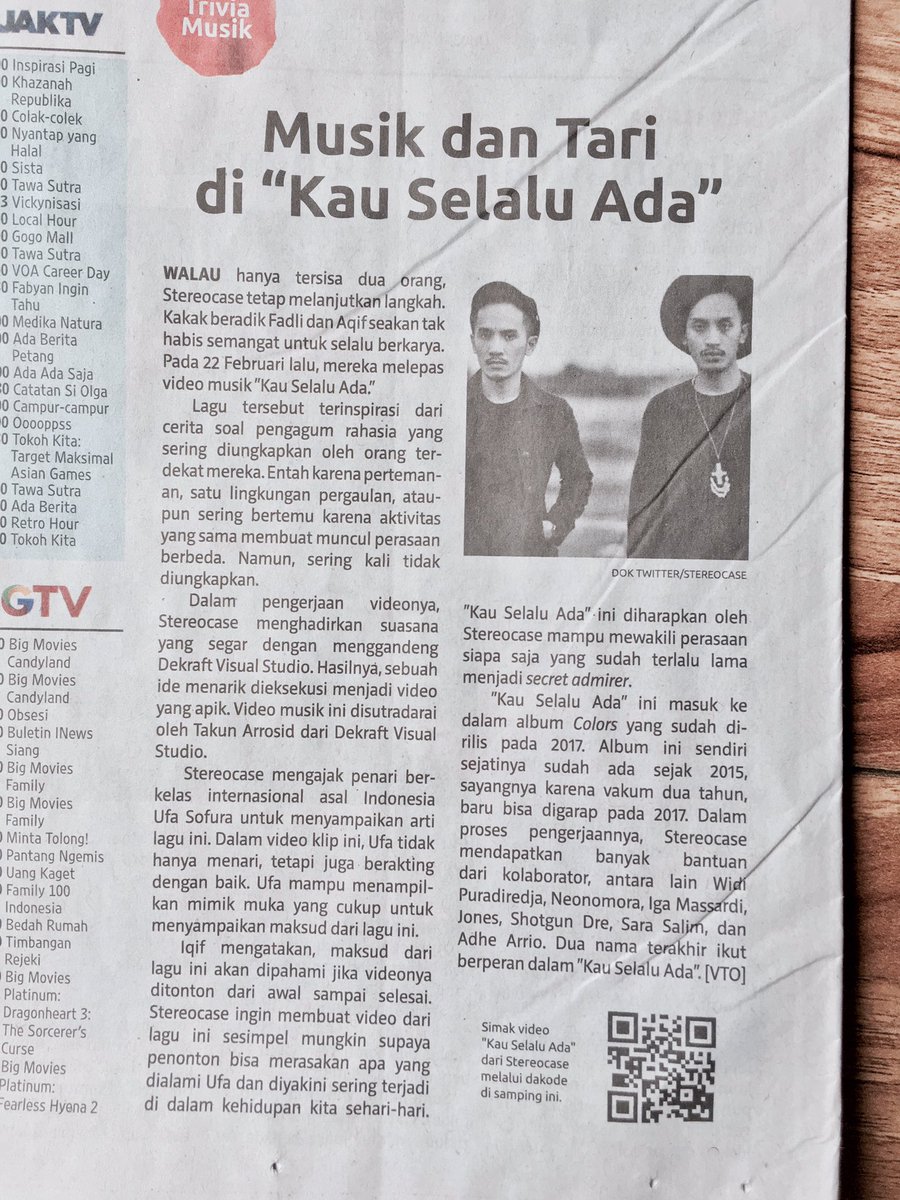 FadliRezasyah's tweet photo. Kompas pagi ini, Selasa 27 Feb 2018 βοΈ
Terima kasih @hariankompas sudah "Selalu Ada" buat @Stereocase πππ»ππ» #KauSelaluAda ππ» https://t.co/wAusFMei6u