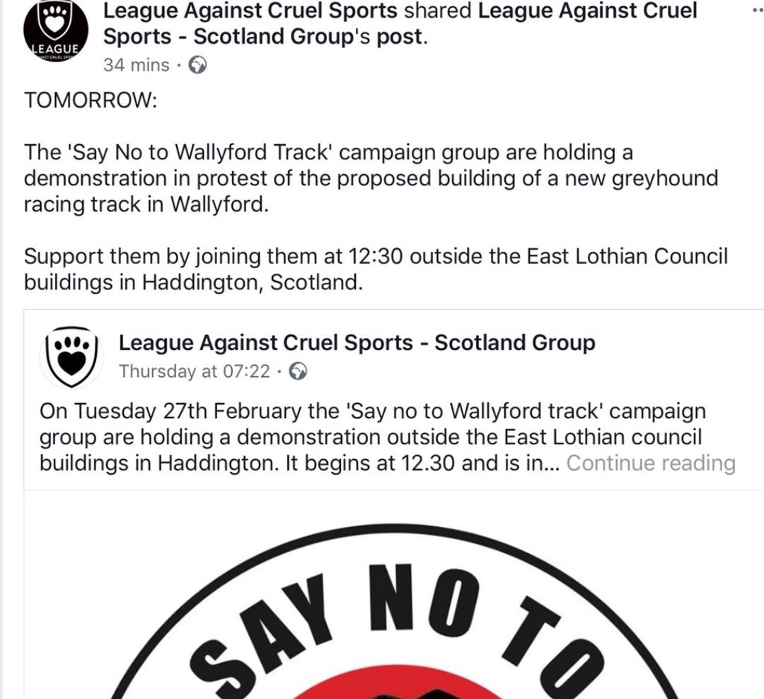 🔶#Important 🔶#AnimalRights #Demo
➡️#Today ➡️#Haddington #Scotland h12
In front of the #EastLothianCouncil
🚫To say #No to the 🆕 #Wallyford #Greyhound Track 
☑️Pls #Join #Share #Support
ℹ️It is supported by #StopWallyford group and @LeagueACS #Lacs