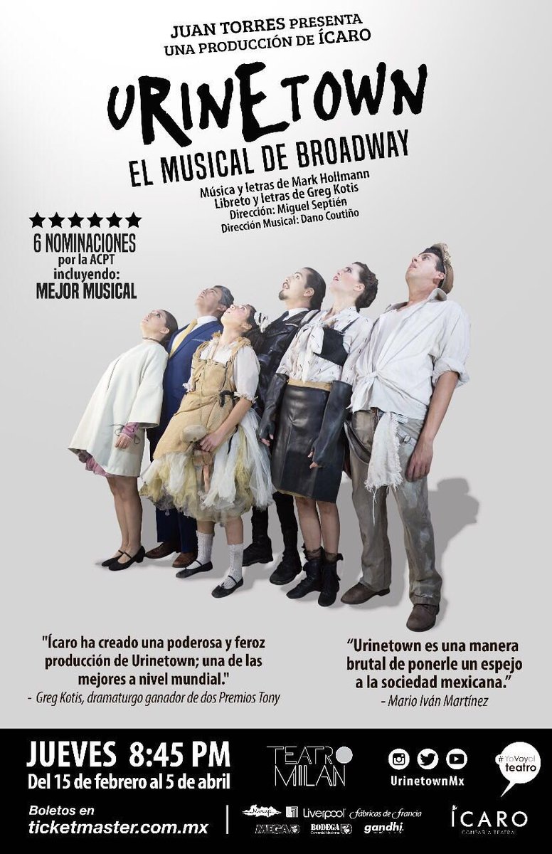 Jueves de <a href="/UrinetownMx/">Urinetown México</a> con <a href="/icaroteatro/">Ícaro Teatro</a> en el Teatro Milán <a href="/ForoLucerna/">Foro Lucerna</a> a las 8:45. Y daré función!!!!!
