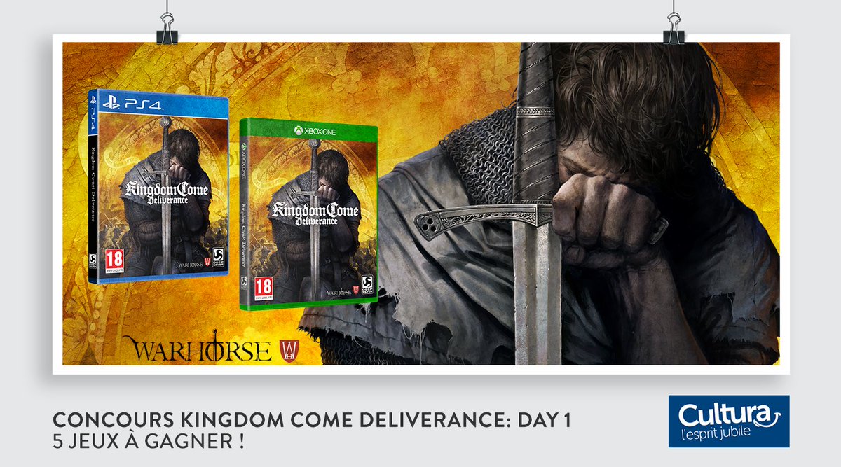 Cultura's tweet photo. Concours #KingdomComeDeliverance ⚔️ 5 jeux à gagner ! 
RT + Follow @Cultura pour participer !
Tirage au sort le 02/03 ! https://t.co/PKP7pOdLCl https://t.co/hrTpFCNj6G