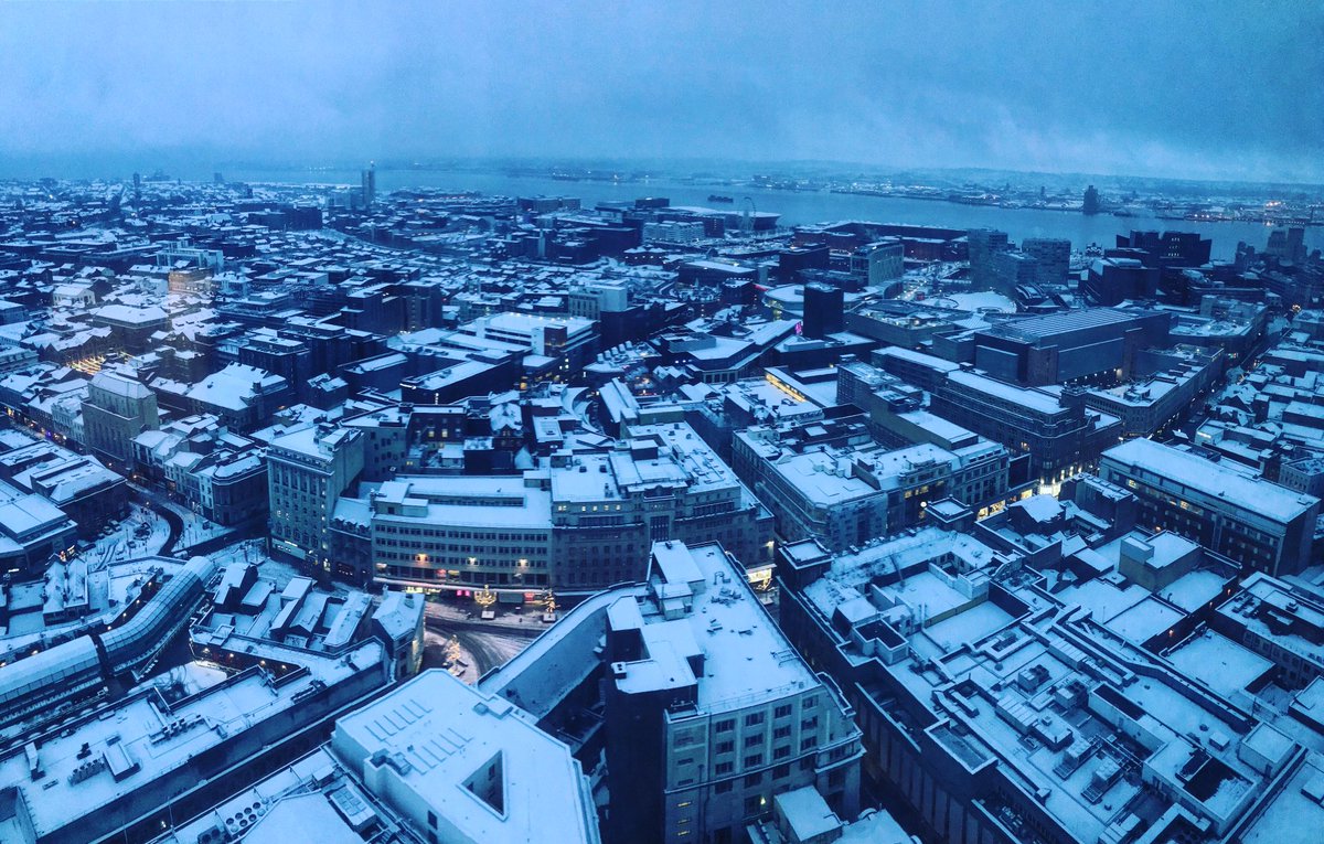 Look at how gorgeous #Liverpool looks in the snow from the top of the tower! ❄️ ⛄️