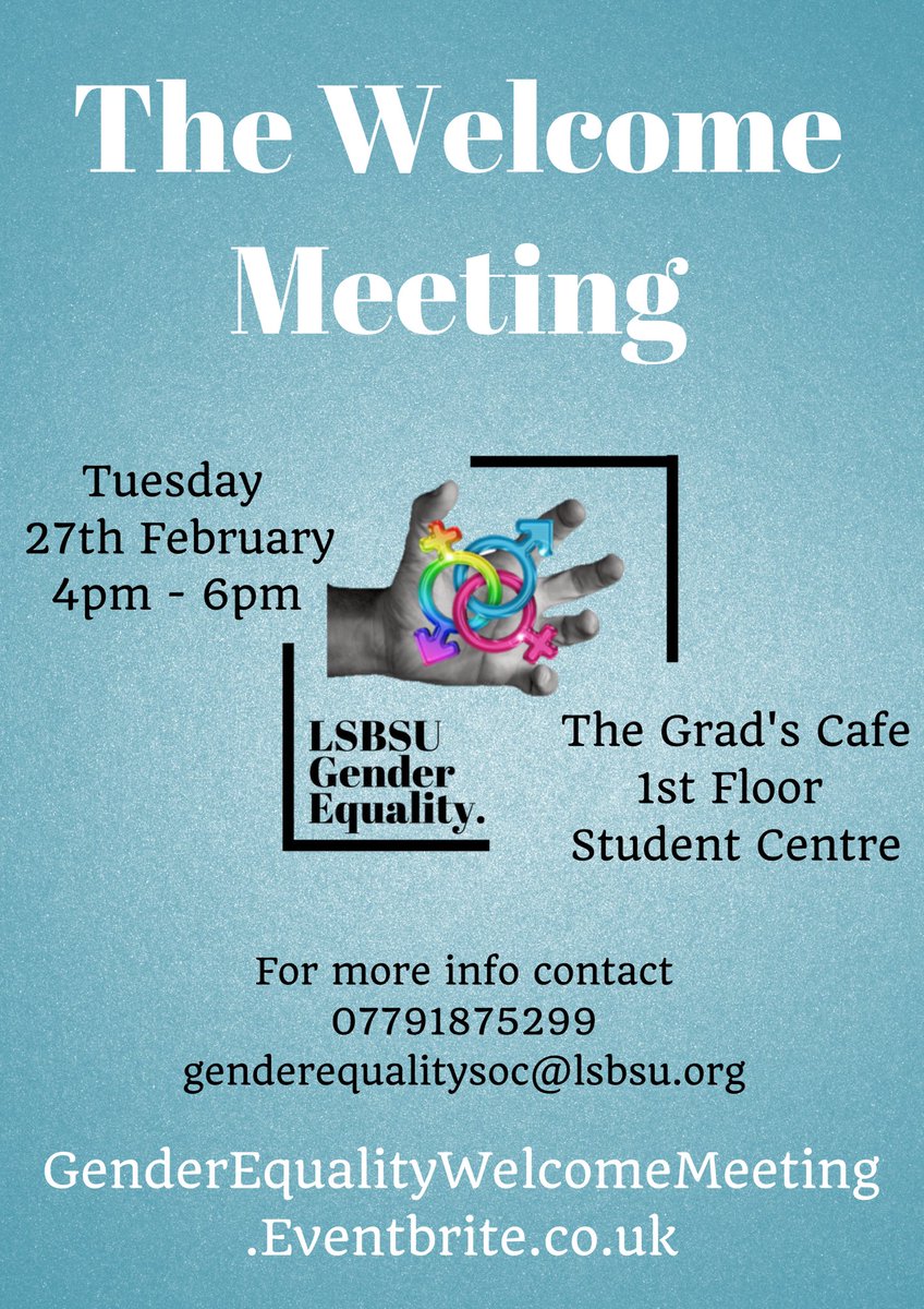 Our *first event* is running this afternoon *4-6pm in grads café* above the student centre! Would love to see some curious faces as we vote for our 17/18 charity and play equality articulate over some coffees! Please share and invite friends! @TheVenueLSBU @GenderNet_LSBU @LSBU