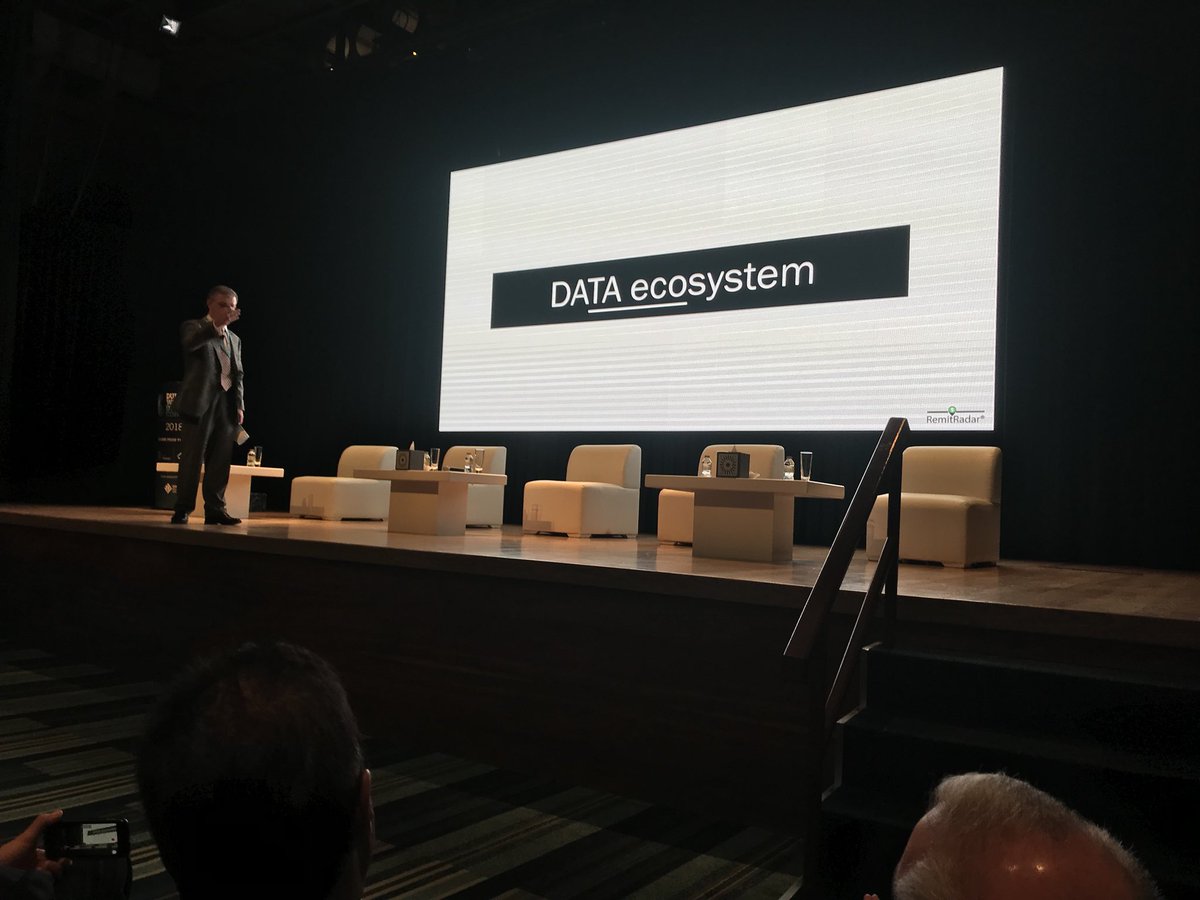 GlobalReins's tweet image. RemitRadar’s Emil Griston describes firm as data ecosystem and believes this will be the model of the future.  #DWIC18