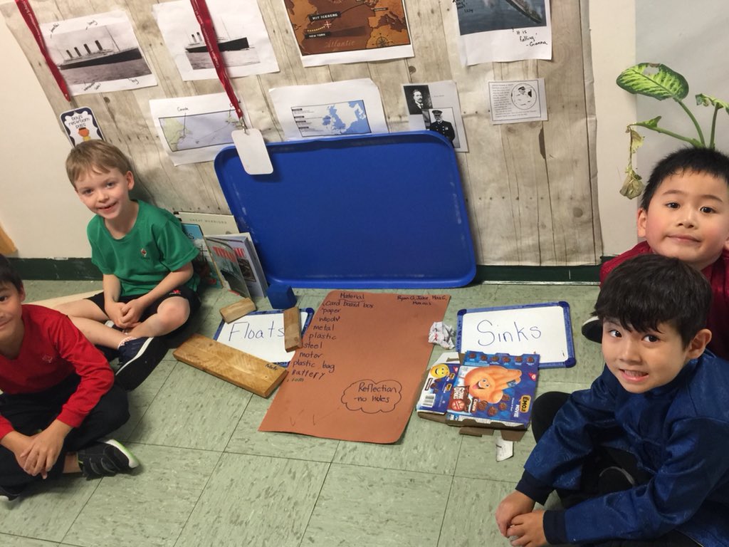 RebeccaTupling's tweet photo. The students are back!!! This afternoon was about #studentchoice One group continued with their #titanicproject by experimenting with different materials that #floatorsink #studentagency #cdnisprojectinnovate #nextsteptobuildaboat #cdnisls https://t.co/Xd5ZmZw1H6