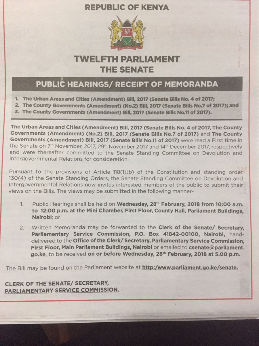Sauti Ya Nairobi On Twitter The 12th Parliament Senate Invites