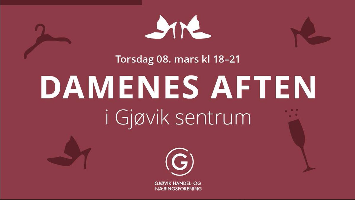 GjovikBy's tweet photo. Husk! Damenes Aften 8/3, kl. 18-21 https://t.co/Ps7xmeGZeF