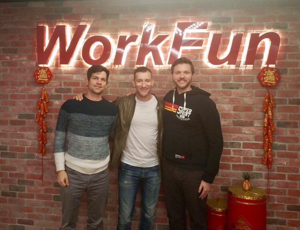 Martin from <a href="/BlockchainCTR/">Blockchain Centre</a> met #Founders of @Blockcampio Jon+Jeremy @WorkFunOffice #Taipei #Taiwan #Bitcoin #Ethereum #Blockchain #Community