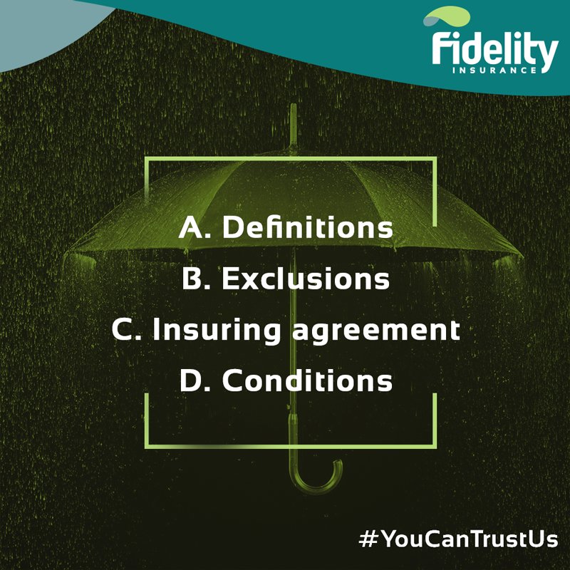 FidelityKenya's tweet image. #InsuranceTrivia time! Are you excited? Tell us, which part of an insurance policy describes what property and/or perils will be covered by the contract?
