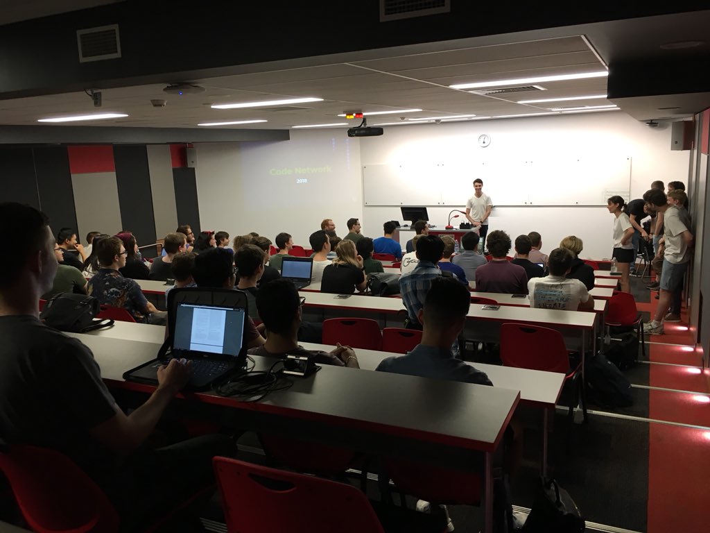 mitchazj's tweet photo. Packed room for the first @QUTCode  Meetup of the year! 70+ people in the room :) https://t.co/BfRmH7Hyon