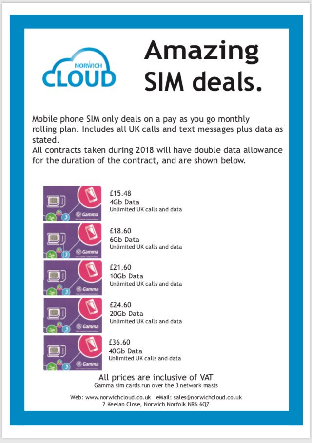 NorwichCloud's tweet photo. Amazing #mobile #sim only deals call 01603559014 for details. https://t.co/9nlD8BTQvy
