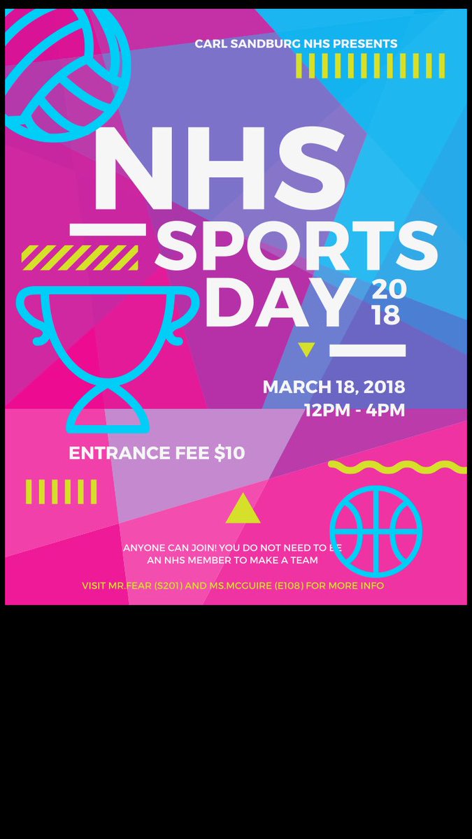 SandburgNHS's tweet photo. SIGN UP for NHS Sports Day on March 18th to help raise money for the RMHC! You'll need a team of 8 people, $10 per person and anyone from Sandburg can join!!!! @SandburgHS https://t.co/dF2wnSgcqR