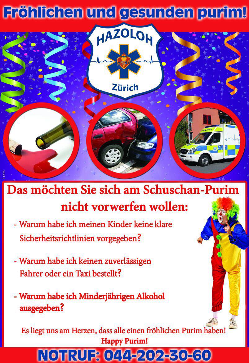 ZHHazoloh's tweet photo. A friendly reminder from #hazoloh 
#happypurim #Hatzoloh #Hatzolah https://t.co/HSFKIl8pOW