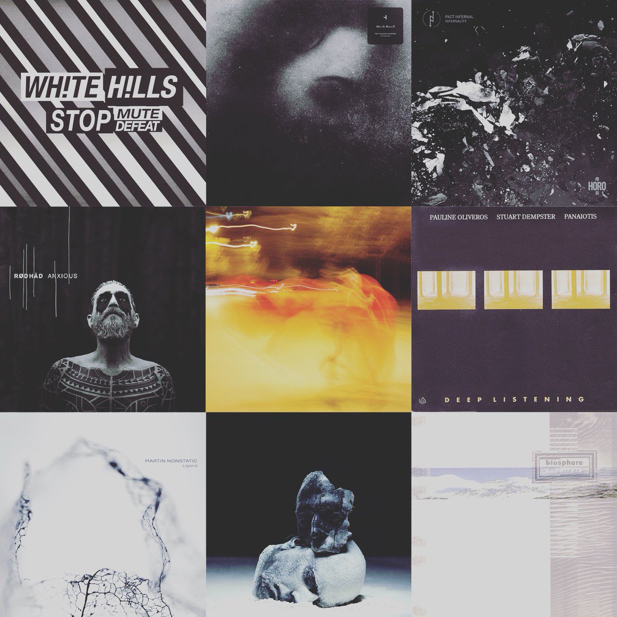 Phasenmensch's tweet photo. #favorites #january #whitehills #howtodisappearcompletely #beliefdefect #rødhåd #williambasinski #paulineoliveros #stuartdempster #panaiotis #martinnonstatic #biosphere #pactinfernal https://t.co/T0YzbGnfqF