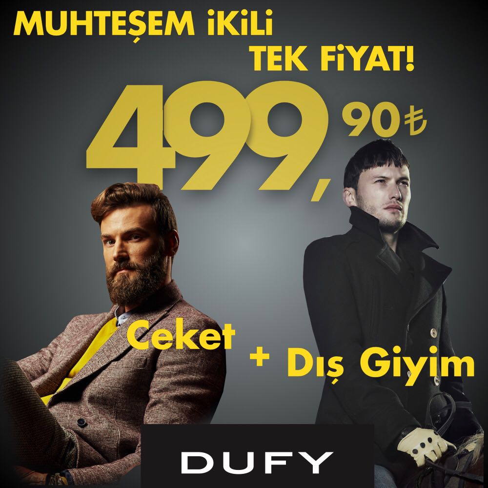 #ANKAmall Dufy'de Muhteşem İkili Tek Fiyat! Ceket + Dış Giyim 499,90 TL.