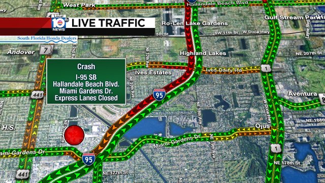 CRASH: I-95 SB all express lanes are closed from Hallandale Beach Blvd to Miami Gardens Dr. #TRAFFIC #MIAMI https://t.co/C4I5nZqRdC
