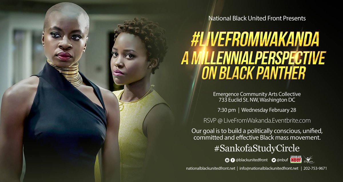 Join us for the #SankofaStudyCircle. The premier Black History Study Group, for our #BlackPanther #LiveFromWakanda Panel Discussion featuring  <a href="/theluvlounge/">OneLuv...</a> <a href="/DiplomatXTina/">Christina Hardaway</a> <a href="/SalimAdofo/">Salim Adofo</a> #WakandaForever #NBUF