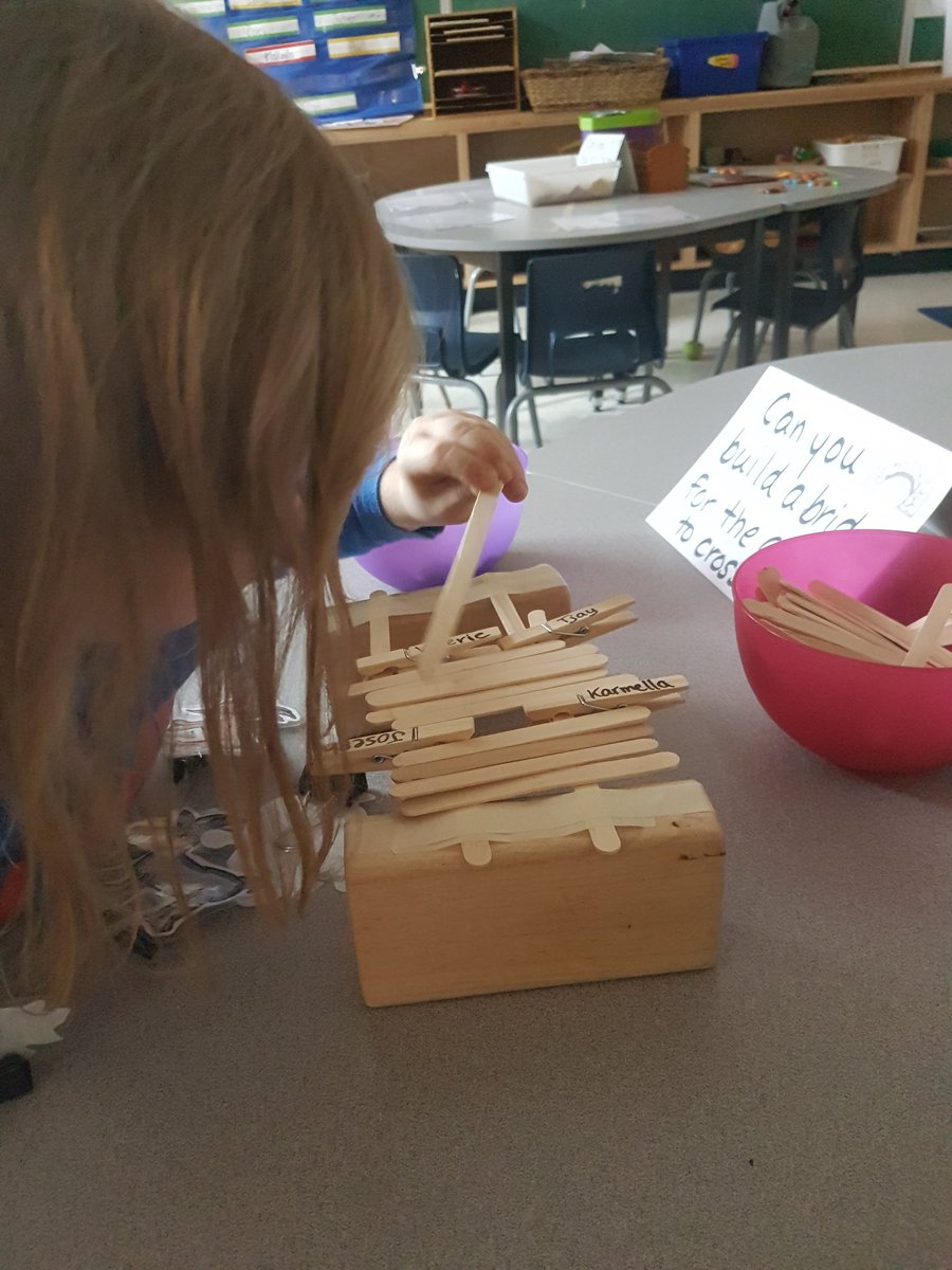 Mister_McLean's tweet photo. Hard at work building a bridge for the Three Billy Goats Gruff! With a bridge this sturdy, Mr. Troll will be going hungry! 😃 #StMichaelOCSB #KindergartenLife #OCSB_Literacy https://t.co/XiQyhaLxqT