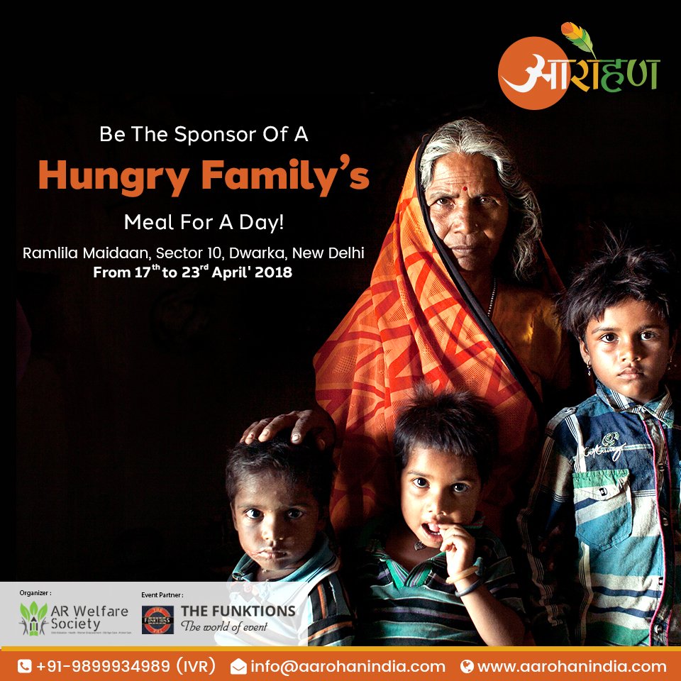 aarohan_event's tweet photo. No human being should be allowed to suffer from the pain caused by a disease called HUNGER. Come forward and contribute towards Aarohan, 7 day BHANDARA for poor and needy people. 

#helpneedy #beinghuman #hunger #fighthunger #bhandara #donatemoney #donation #donateforneedy #needy https://t.co/It52GzCDfu