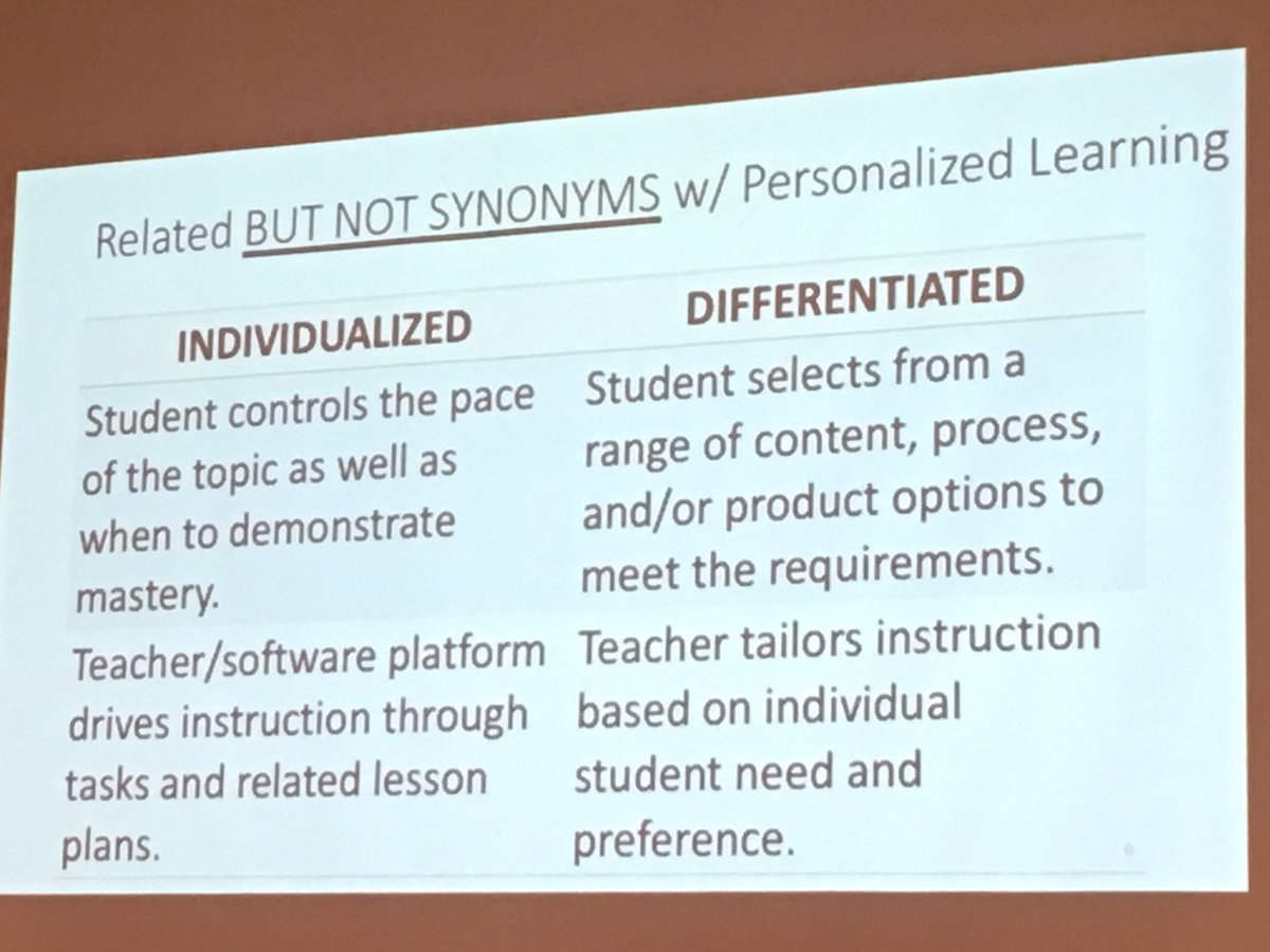 drjennparker's tweet image. #individualized is NOT #differentiated #MACPL18 thinking about #personalizedlearning