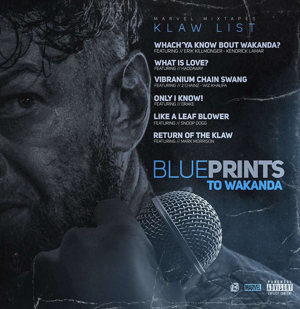 Bosslogic's tweet photo. 2018's most anticipated mixtapes @andyserkis 'BLUEPRINTS TO WAKANDA' @theblackpanther @MarvelStudios #BlackPanther https://t.co/PIly44Uk9L