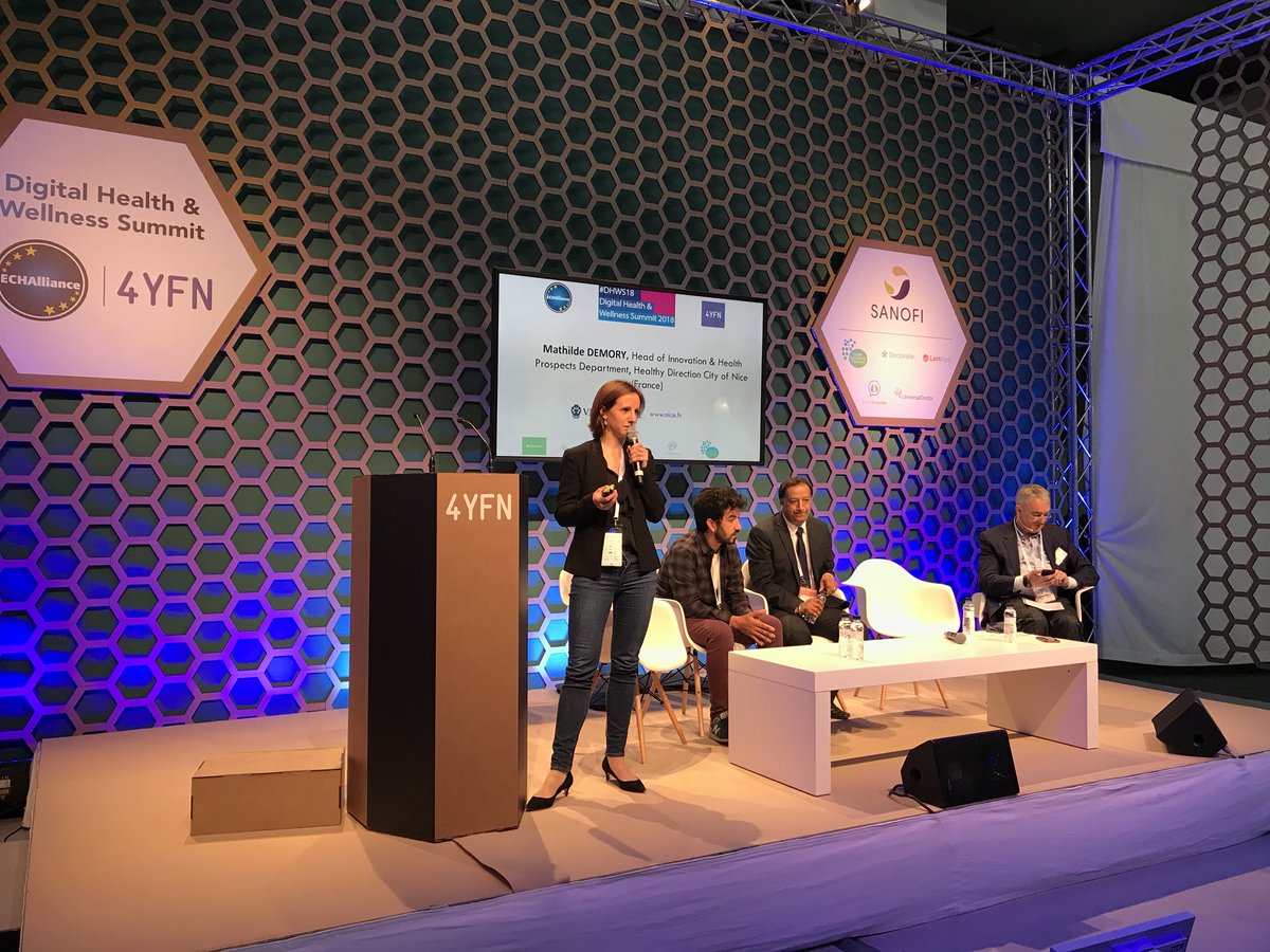 ECHAlliance's tweet photo. Now at #DHWS18 we hear from @DemoryMathilde about how the city of #Nice is approaching #smarthealthycities. Main priorities for them are #activeageing #chronic #disease #management, #mentalhealth and #coordination across the health and social care system. https://t.co/colaiL1INs