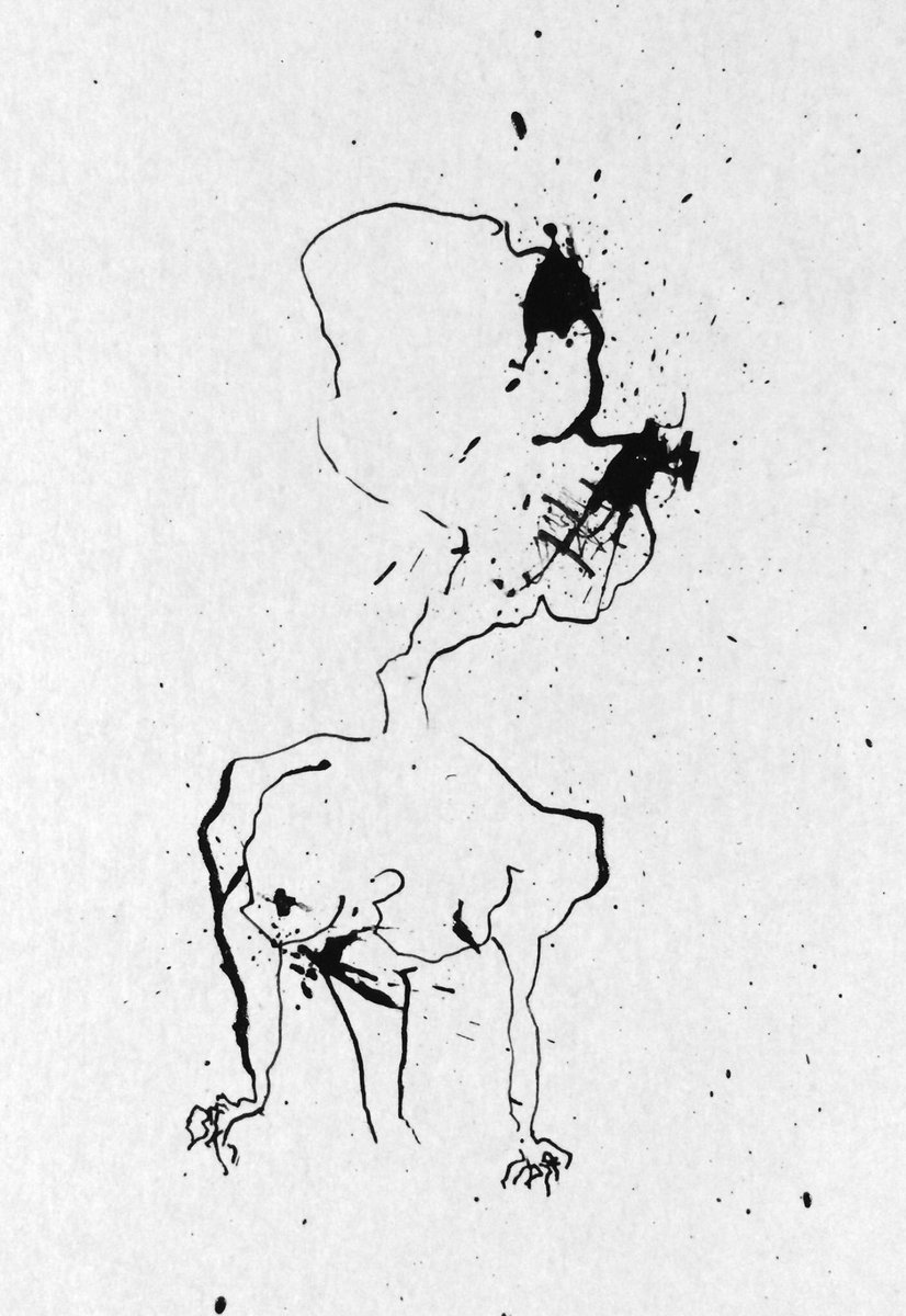SebastCourtois's tweet photo. #encredechine #drawing #dessin #monstres #expressionnisme #artcontemporain #expressionnism #gueule https://t.co/Ex04hJdQld