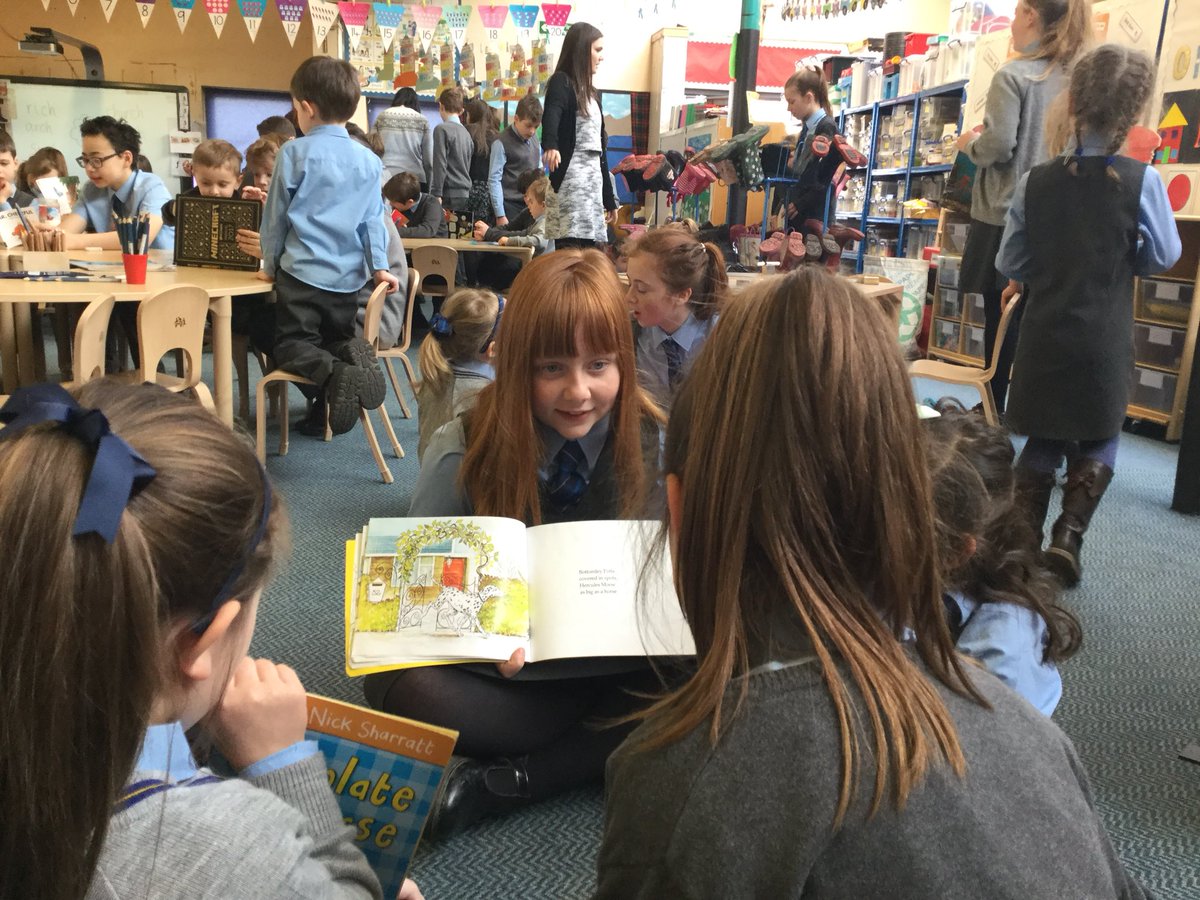 StJosephsERC's tweet photo. P7 reading to their buddies π #LetsShareAStory #WorldBookWeek https://t.co/kuGgNYiqMY