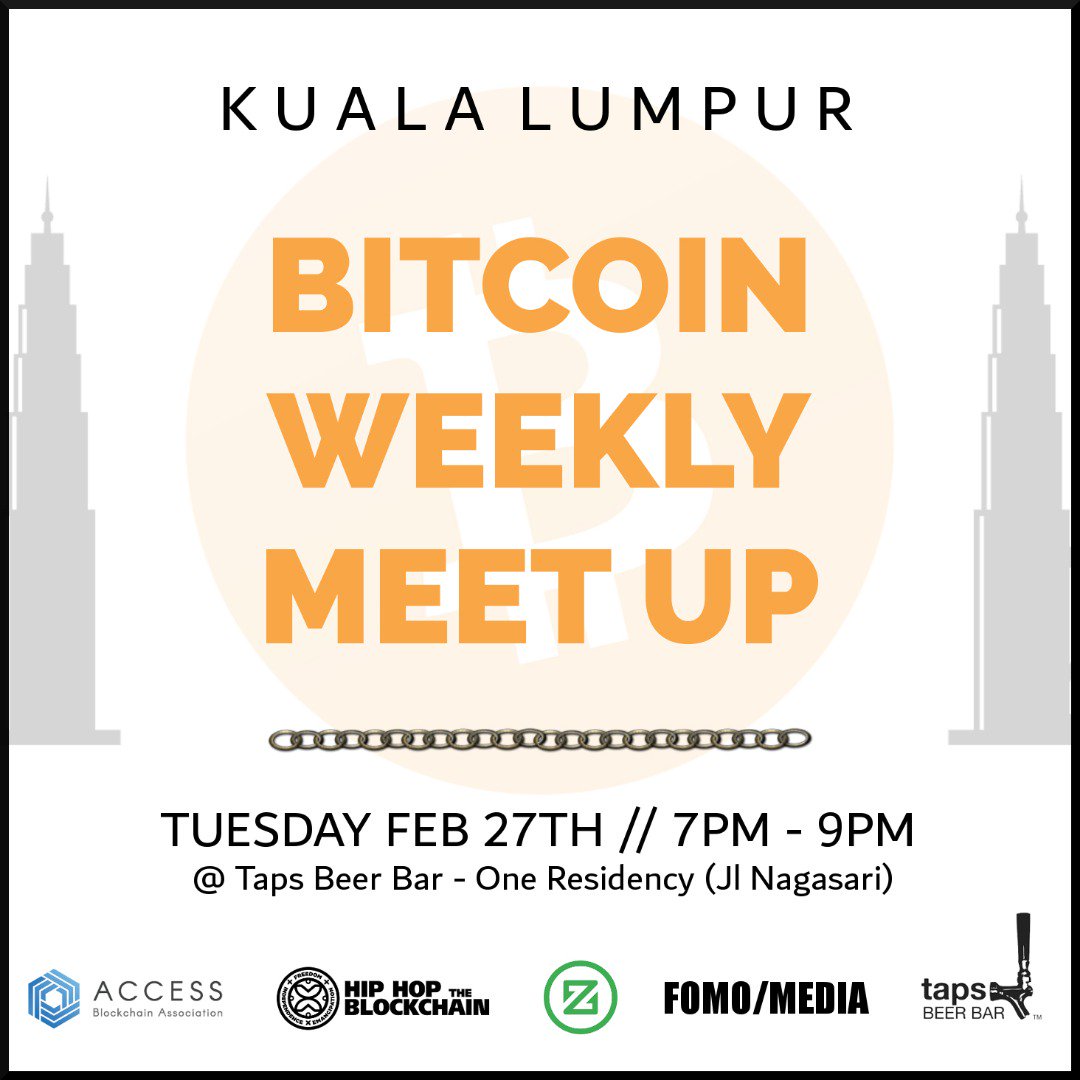 vandigital's tweet photo. Happening tonight in #KL #bitcoin weekly #meetup #accessmy #zcoin #fomomedia #Hiphoptheblockchain #tapsbeerbar https://t.co/UhLOaj6bWF