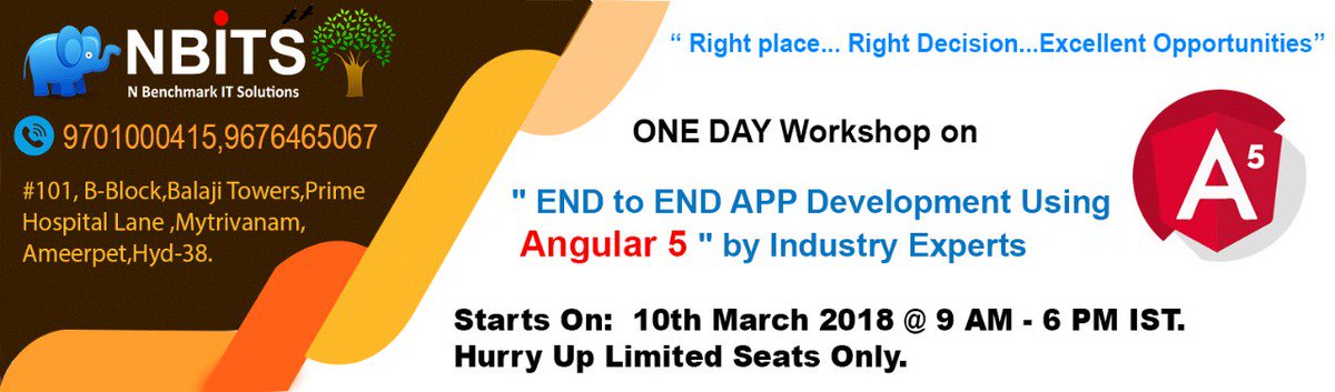 chenna987's tweet photo. This is your opportunity to start learning Angular now and bring your web developments to the next level! This exciting workshop will start from scratch and walk you through how to develop Complete Angular application on your own. We will dive into how to setup project. #NBits https://t.co/MN4MXd9YLy