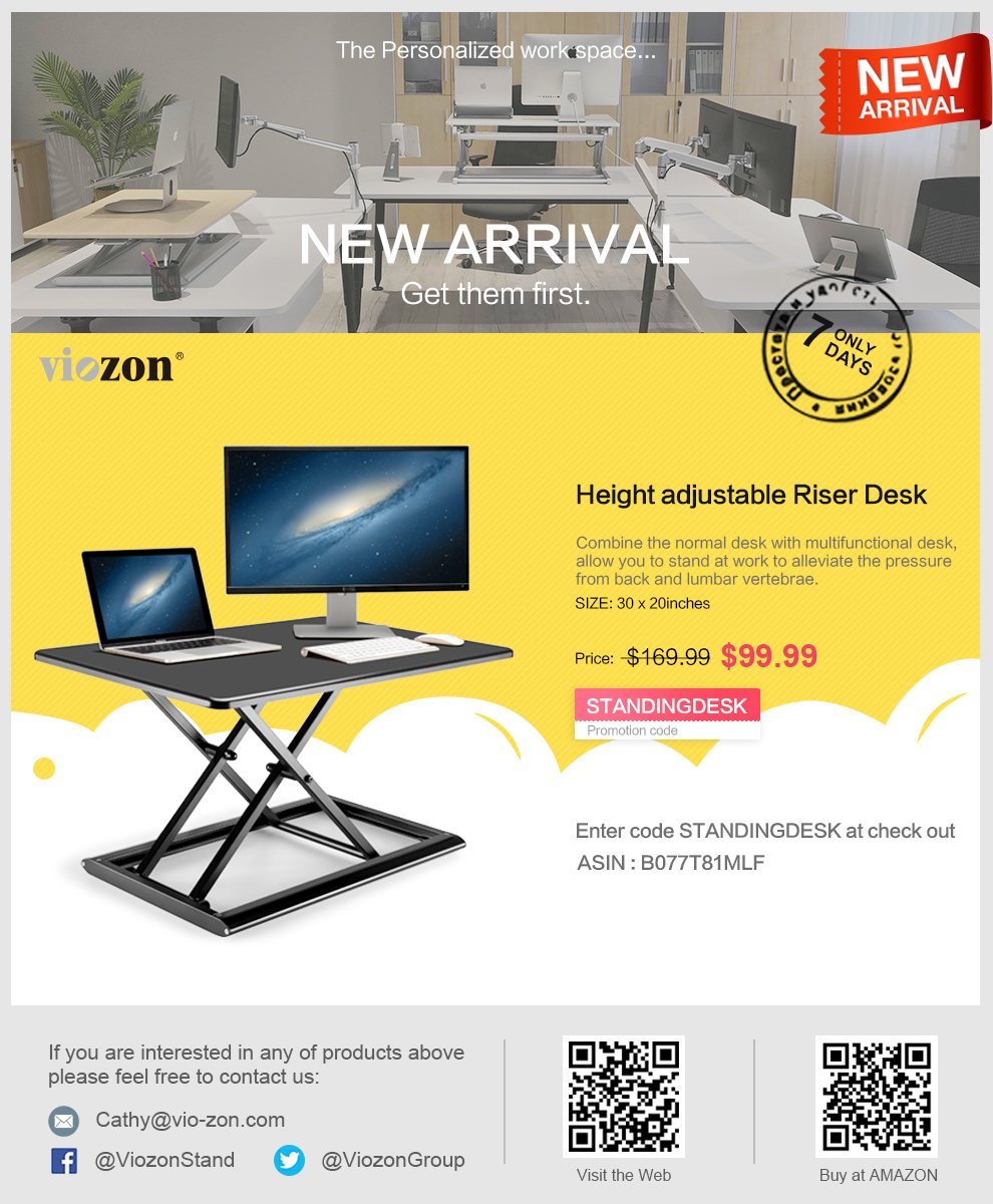 ViozonGroup's tweet photo. Get this standing desk for great discount~  
（use promotion code STANDINGDESK ）Only 99.99$
 #techgifts #tech #TechTuesday #holidays #Standing desk #adjustable Riser Desk
https://t.co/WFWXppVJza https://t.co/Qi1C3mwBTp