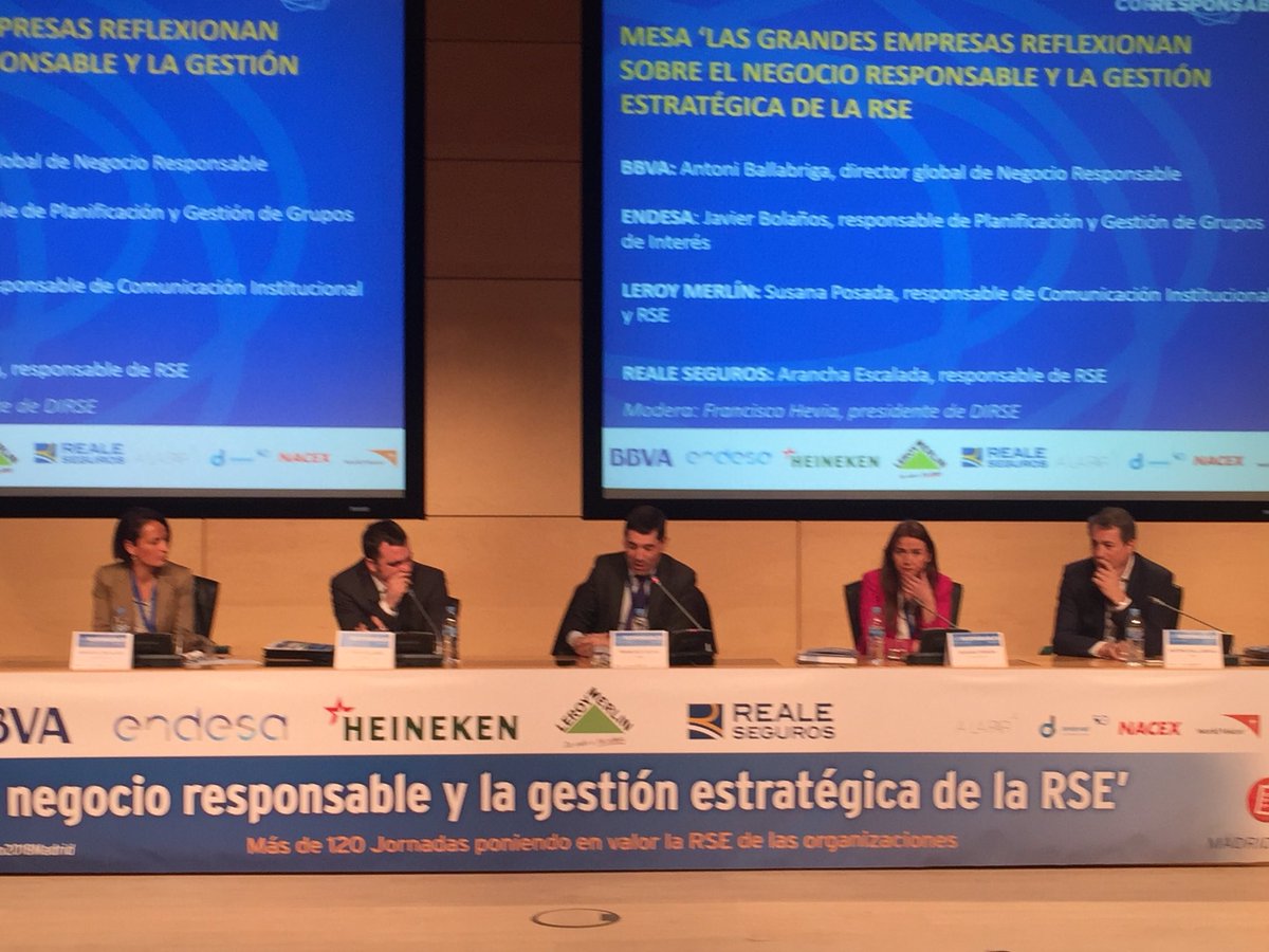 Corresponsables (@corresponsables) on Twitter photo Empieza mesa empresas moderadas por <a href="/paco_hevia/">Francisco Hevia</a> <a href="/AsocDIRSE/">DIRSE</a> con <a href="/aballabriga/">Antoni Ballabriga</a> @BBVABancaRespon <a href="/Susana_posada/">Susana Posada</a> <a href="/LeroyMerlinCorp/">Leroy Merlin Corporativo</a> Javier Bolaños <a href="/Endesa/">endesa</a> y Arancha Escalada <a href="/Reale_Seguros/">Reale Seguros</a> #ATENCION Empieza mesa empresas moderadas por <a href="/paco_hevia/">Francisco Hevia</a> <a href="/AsocDIRSE/">DIRSE</a> con <a href="/aballabriga/">Antoni Ballabriga</a> @BBVABancaRespon <a href="/Susana_posada/">Susana Posada</a> <a href="/LeroyMerlinCorp/">Leroy Merlin Corporativo</a> Javier Bolaños <a href="/Endesa/">endesa</a> y Arancha Escalada <a href="/Reale_Seguros/">Reale Seguros</a> #ATENCION