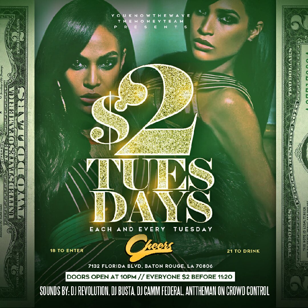 _ATM1k's tweet photo. 2$ tuesdays March6 , at cheers Everyone 2$ before 11:20 hosted by : @YKTW_Antt 🏄🏽‍♂️😈‼️ @BehindThe_Camm , @djbusta1K , @_DJRevolution on crowd control 😈‼️💯 it’s lit #FederalTuesdays #2DollarsBefore11:20 #EachAndEveryTuesday 😈😈😈✅ https://t.co/yoZ8DEqZiE