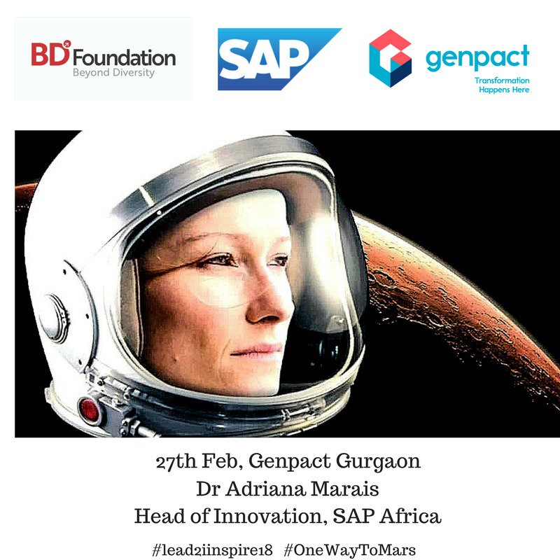 buzshilpi's tweet photo. And I feel the heart beat, the excitement to meet @adrianamarais. We @beyondiversity will keep you posted with live feed.. Stay tuned #onewaytomars #lead2iinspire18 @ZarinaStanford @sarikabhattach @MandloiRashmi https://t.co/2chz6P7fRi