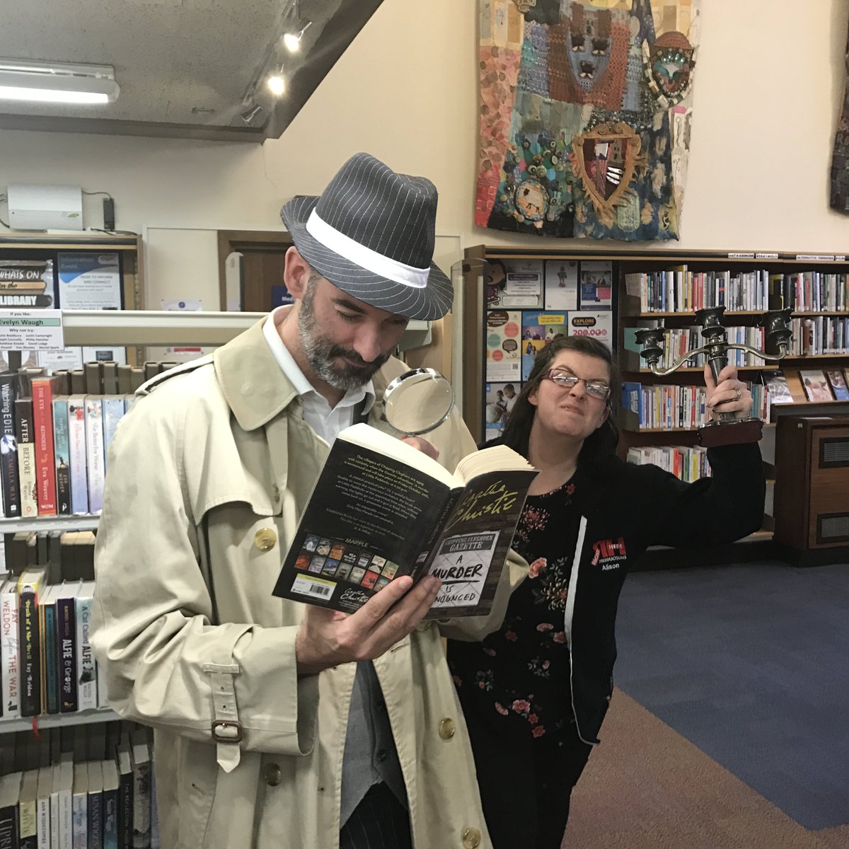 silvercitylibs's tweet photo. The game is afoot on Sat 17 Mar as we turn into Crime Central Library for a unique Murder Mystery event, 
On Borrowed Time: Murder at Central Library.
Tickets are £25 + booking fee (includes welcome drink and finger buffet).
Limited places available - https://t.co/TGSCiwGsBH https://t.co/GaqMKDKZyo
