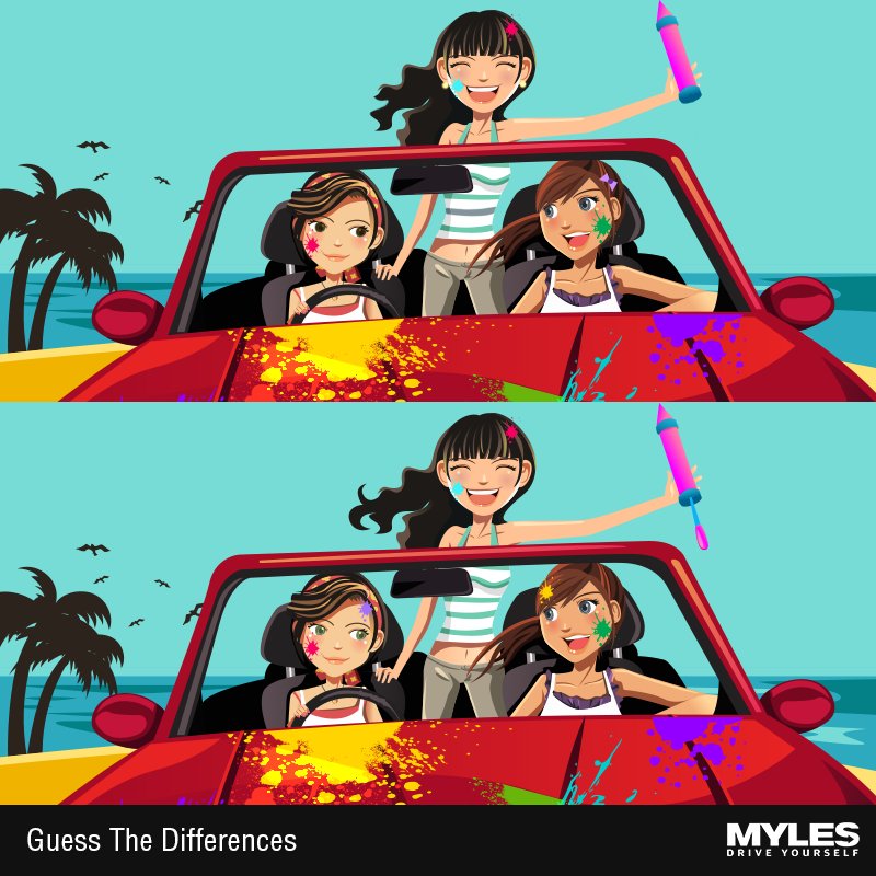 MylesCars's tweet photo. #holicontest
It's #contest time! Spot all differences to win some amazing goodies this #holi.
#spotthedifference #guessthedifferences #contestalert #holi2018 #happyholi #holihai #indiacontest #quiz #challenge #puzzle #winbig https://t.co/274QKzjiGk