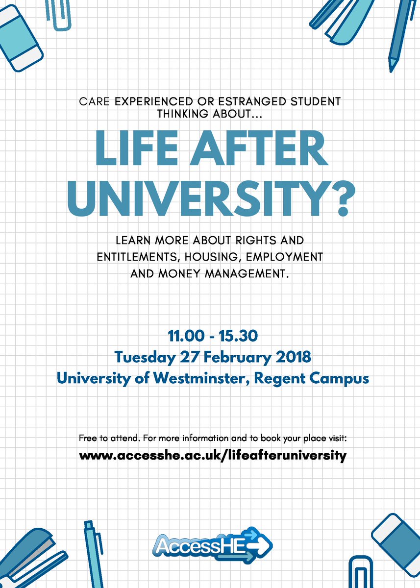 UniWestminster's tweet photo. Care leavers and estranged students, if you're thinking about what's next after uni and want practical advice on a range of issues, you're invited to a free lunch and information session today.

Register for a place or come to 309 Regent Street for 11am: https://t.co/jJpKG73pLF https://t.co/9HVFFFtpDI