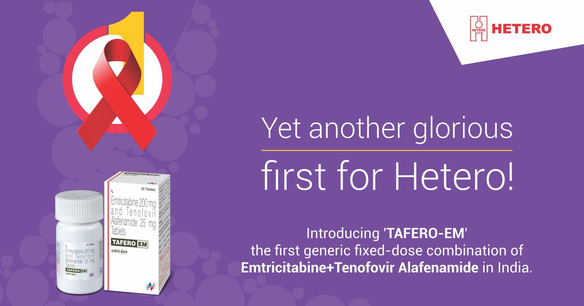 heteroofficial's tweet photo. #Hetero launches TAFERO-EM #firstgeneric fixed-dose combination of #Emtricitabine & #TenofovirAlafenamide in India #antiretroviraldrug #HIV/AIDS treatment #ARV. https://t.co/sdvoehHKx3